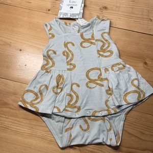 NWT Kate quinn 0-3 wheat snake skirted onsie